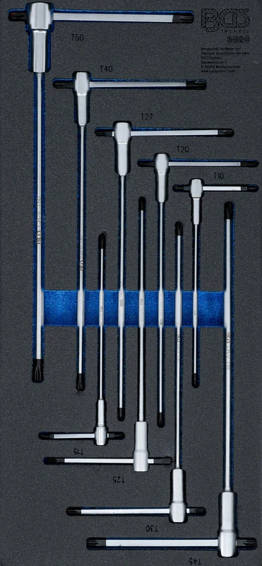 BGS 6090 | Tool Tray 1/3: Screwdriver Set with Sliding T-Handle | T-Star (for Torx) | T10 - T50 | 9 pcs.
