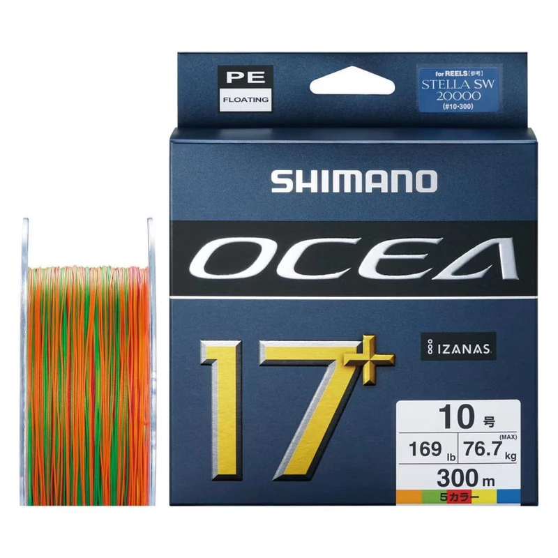 Shimano Line Ocea 17+ Braid 300m 76kg PE10 Multi Color Fishing line for demanding Users
