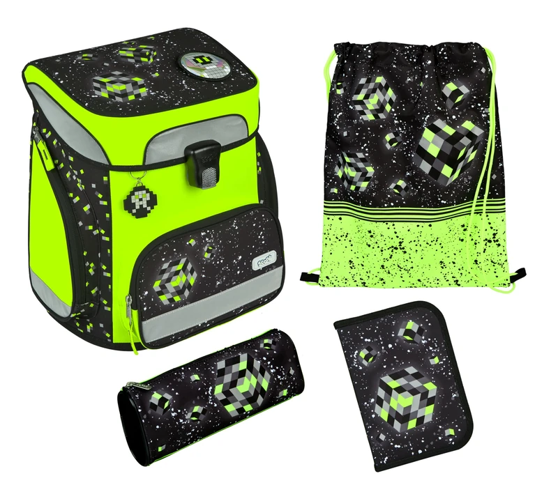 Scooli satchel EasyFit Schulranzen-Set 5 -piece Glow Edition Space Robot black - Image 1