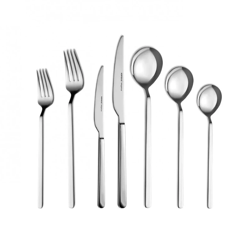 Karaca Gale 84-Piece Stainless Steel Cutlery Set for 12 People, PlatinLuxury Knife Fork and Spoon Set, Rust and Corrosion Resistant, Dishwasher Safe Flatware for Elegant Dining