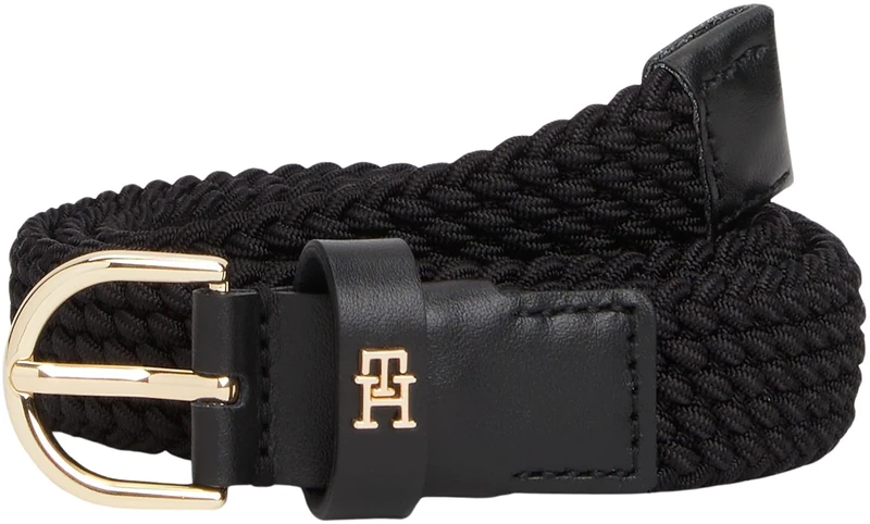 Tommy Hilfiger Women’s 2.5 cm Essential Effortless Stretch Leather Belt, Black (Black), 35.4 inches