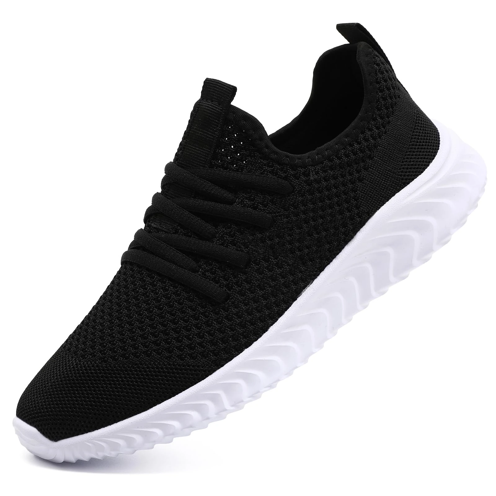 QIJGS Womens Trainers Ladies Running Shoes Slip on Tennis Walking Gym Sneakers Casual Breathable Trainers Fitness Workout Shoe Blackwhite 36