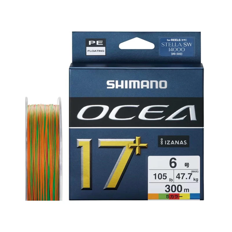 Shimano Line Ocea 17+ Braid 300m 48kg PE6 Multi Color Fishing line with Reliable Control - Image 1