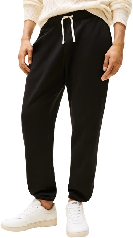 Tommy Hilfiger Men’s Essential Fleece Drawstring Jogging Bottoms, Black (Black), XL