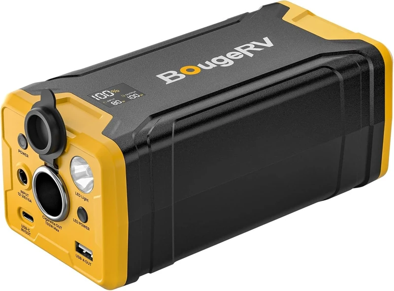 BougeRV 220Wh Portable Power Station for Car Fridge, Backup Battery for Most Portable Fridge, External Supply with Dynamic Display Panel