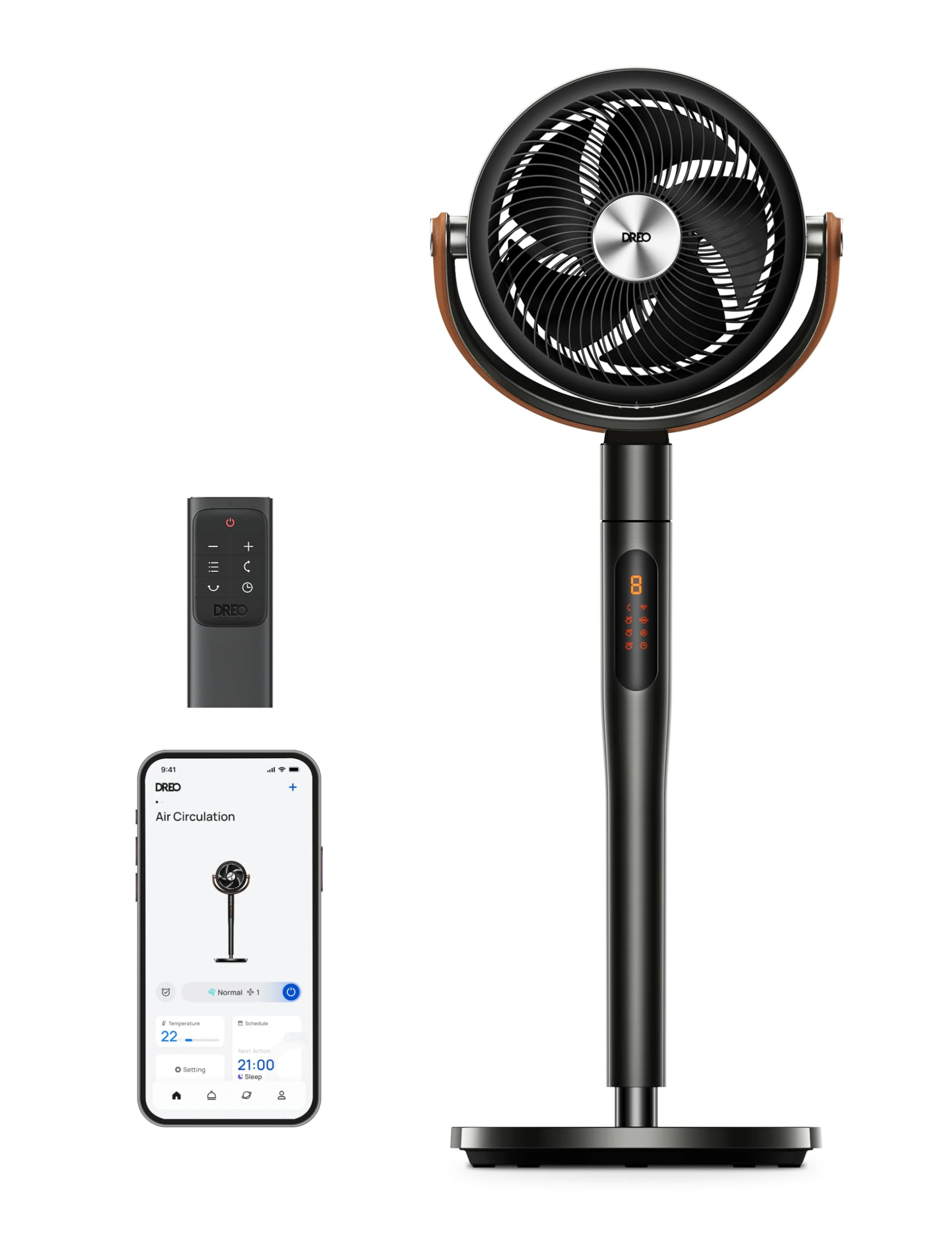 Dreo 43 Inch Smart Standing Fan for Bedroom, 100ft Strong Airflow Fan, DC Motor Silent Floor Fans, 120°+105° Oscillating Pedestal Fans with 12H Timer, 6 Modes, WiFi/Alexa/Remote Control