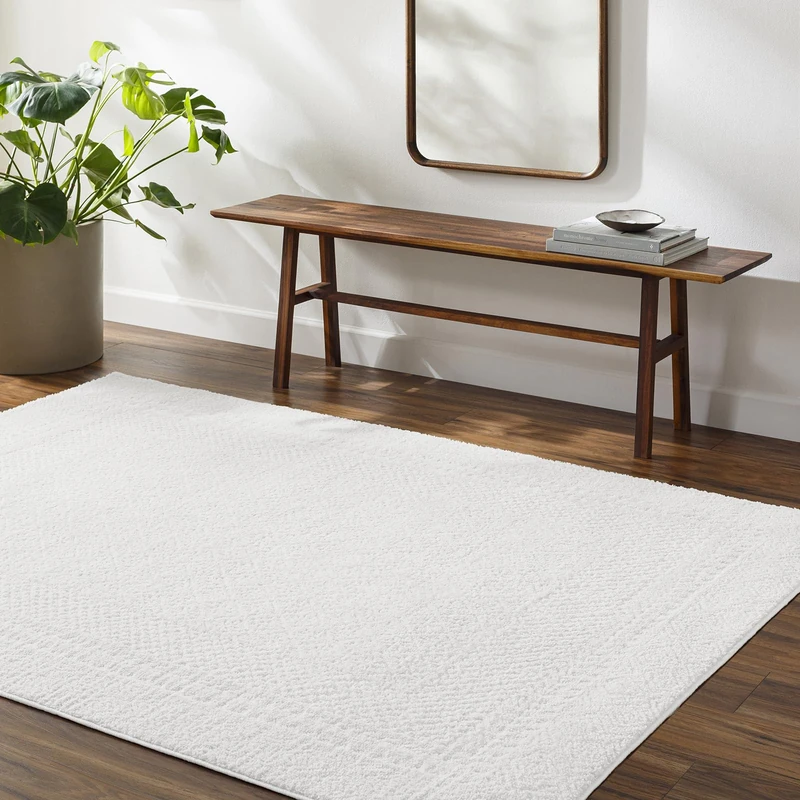 Livabliss Monaco Geometric Rug - Scandi Area Rugs Living Room 140x200 cm, Dining, Kitchen - Neutral, Abstract Patterned Rugs, Boho Style, Easy Care Pile - Large Rug, Cream