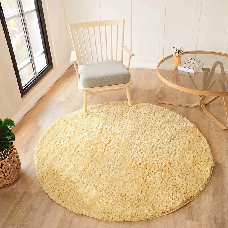 Livabliss Shaggy - Modern Berber Living Room, Large 120 cm, Soft Shaggy for Bedroom - Neutral Boho Fluffy, Easy Care Plush Thick Pile - Mustard
