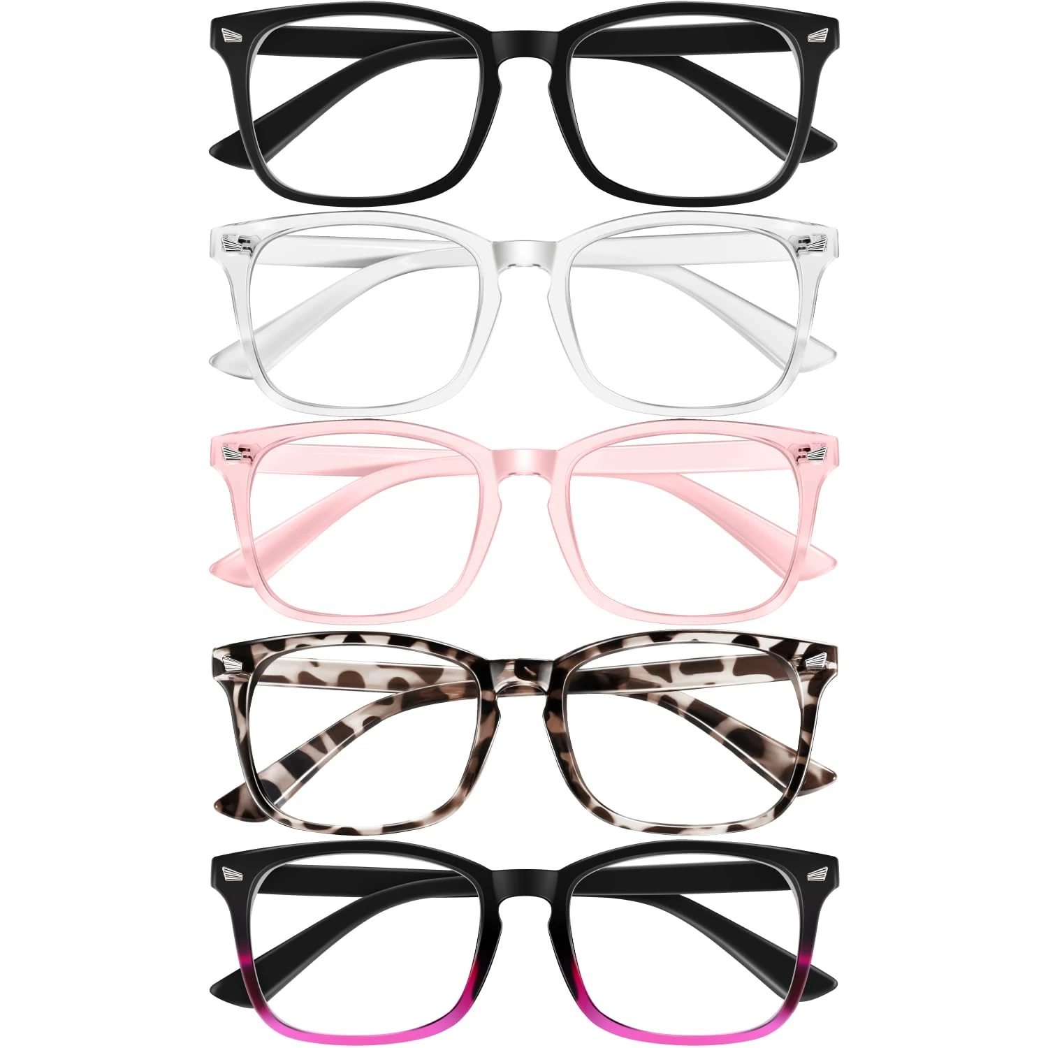 Okany Blue Light Blocking Computer Glasses for Women,Men, Lightweight Anti Glare Eyeglasses 5 Pack