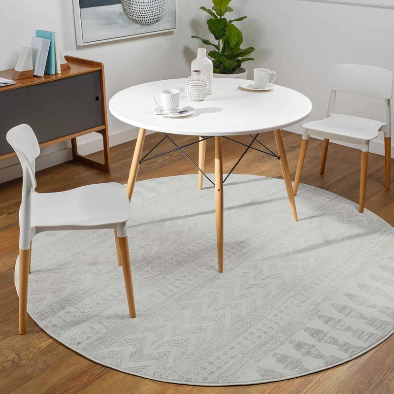 Livabliss Oslo Geometric Rug - Scandi Area Rugs Living Room 160 cm, Dining, Kitchen - Neutral, Abstract Patterned Rugs, Boho Style, Easy Care Pile - Large Rug, White and Grey