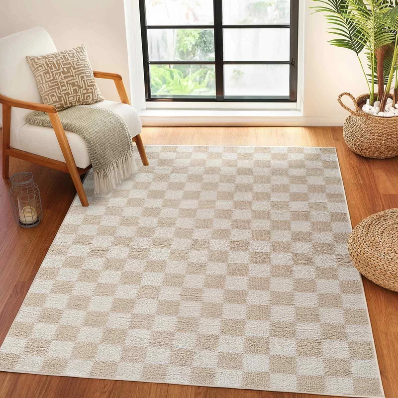 Livabliss Migori Shaggy Rug - Modern Berber Rugs Living Room, Large 120x170 cm, Soft Shaggy Rugs for Bedroom - Neutral Boho Fluffy Rug, Easy Care Plush Thick Pile - Light Beige, Beige