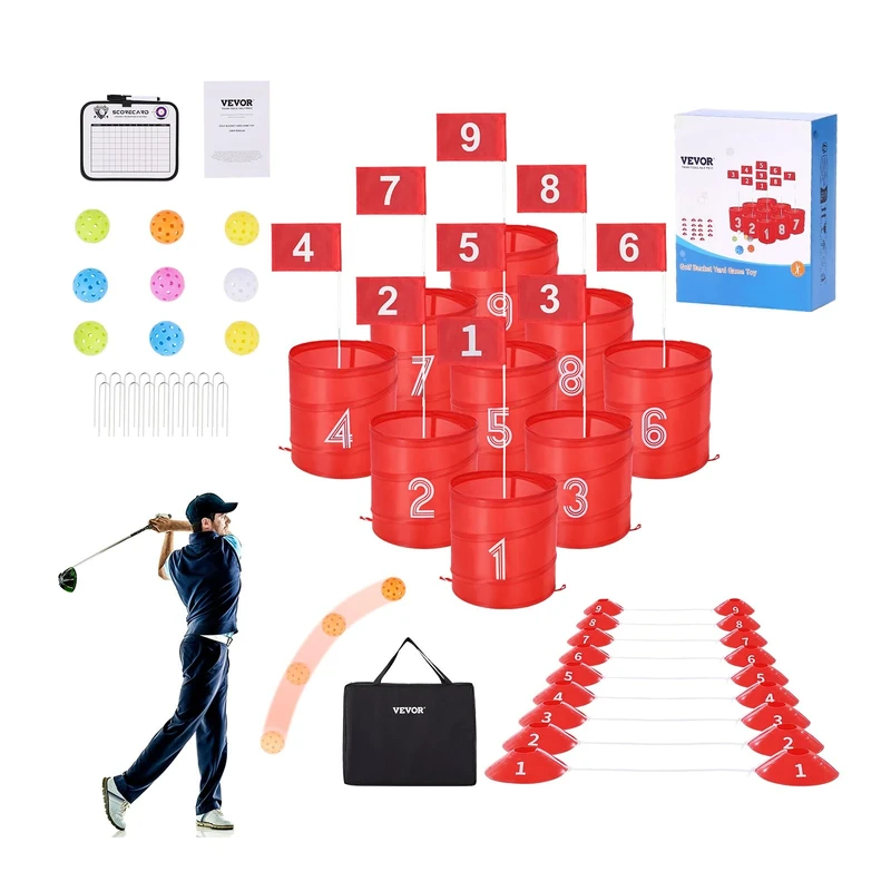 VEVOR Backyard Golf Game, 9 Holes, Golfing Game Practice Games, Golf Chipping Gaming for Family, Adults and Kids, Portable Outdoor Yard Golfing Games for Lawn, Yard, Camping, Park, Beach