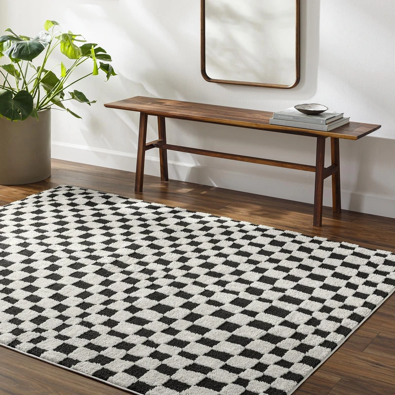 Livabliss Pula Geometric Rug - Scandi Area Rugs Living Room 140x200 cm, Dining, Kitchen - Neutral, Abstract Patterned Rugs, Boho Style, Easy Care Pile - Large Rug, Black and White