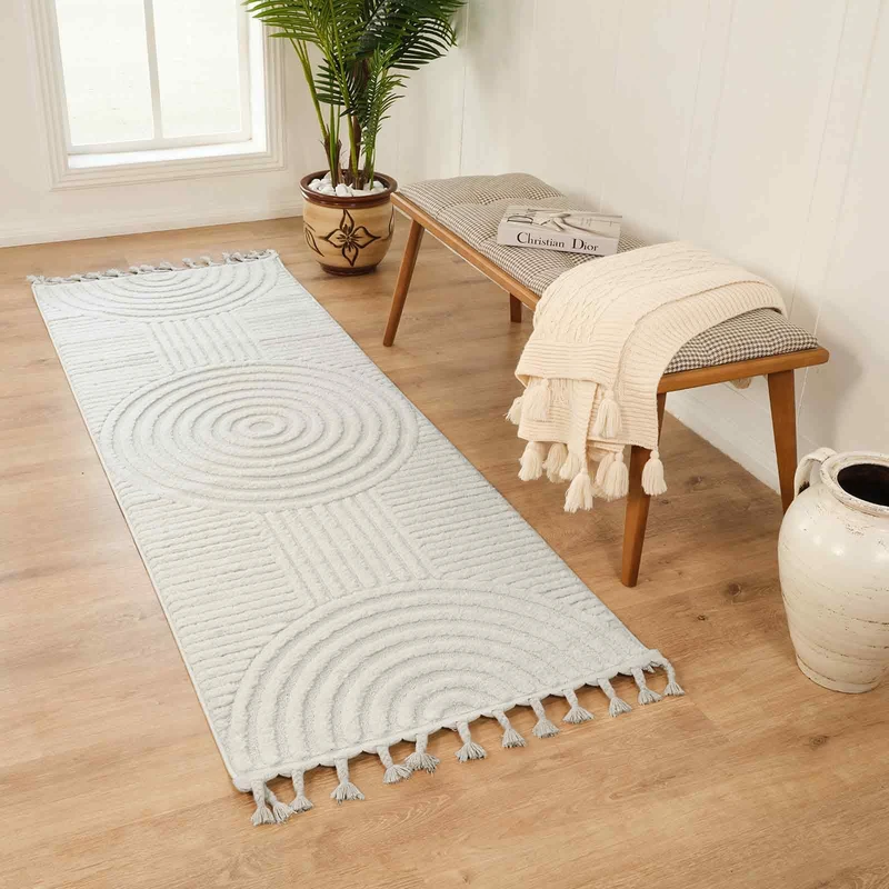 Livabliss Jakarta Geometric Rug - Scandi Runner Rugs Living Room 80x220 cm, Hallway, Kitchen - Neutral, Patterned Carpet Runners, Boho Style, Easy Care - Large Rug, Brown, Cream and Ivory