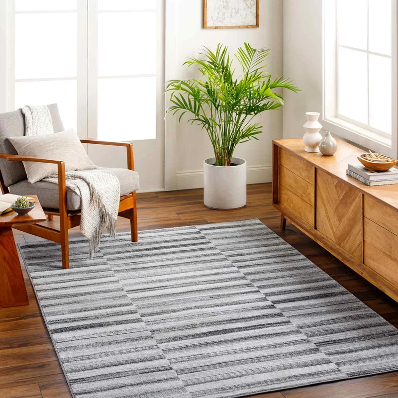 Livabliss Lipnik Geometric Rug - Scandi Area Rugs Living Room 120x170 cm, Dining, Kitchen - Neutral, Abstract Patterned Rugs, Boho Style, Easy Care Pile - Large Rug, Ivory, Grey, Slate, Black