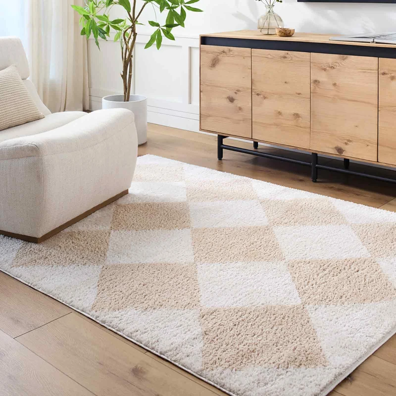 Livabliss Monduli Shaggy Rug - Modern Berber Rugs Living Room, Large 140x200 cm, Soft Shaggy Rugs for Bedroom - Neutral Boho Fluffy Rug, Easy Care Plush Thick Pile - Light Beige, Beige