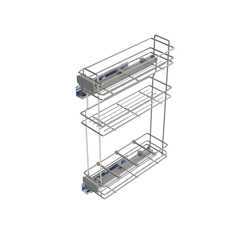 Emuca - Pull out bottle rack with soft closing, left side, 3 trays, height 800mm (31,4"), module 200mm (7,8"), Steel, Chrome plated