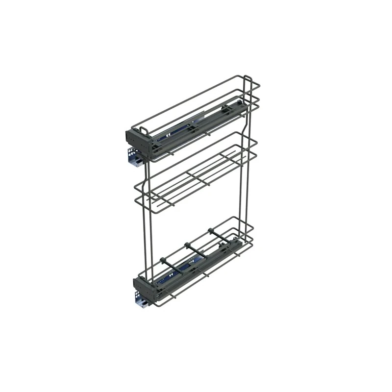 Emuca - Pull out bottle rack with soft closing, left side, 3 trays, height 800mm (31,4"), module 150mm (5,9"), Steel, Anthracite Grey