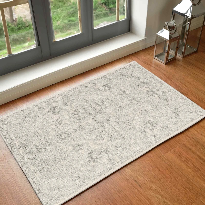 Livabliss Lou Asmara Vintage Carpet 200x275 cm – Scandi Neutral Boho Style for Living Room & Bedroom, Easy Care Floor Covering, Light Grey