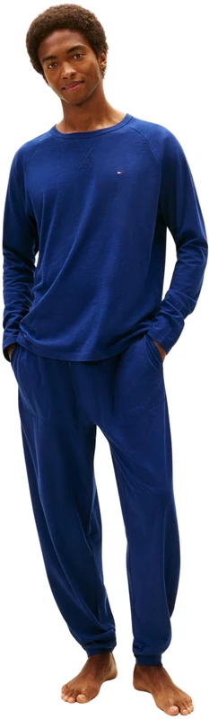Tommy Hilfiger Men’s Cuffed Jersey Pyjama Set, Blue (Preppy Navy), XXL