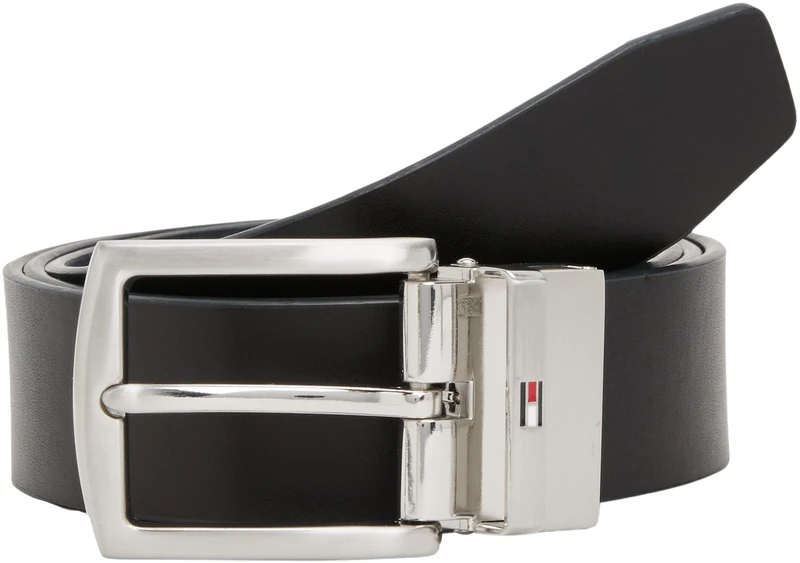Tommy Hilfiger Men’s 3.5 cm Denton Reversible Leather Belt, Multicolor (Space Blue/Arctic Spruce), 39.4 inches