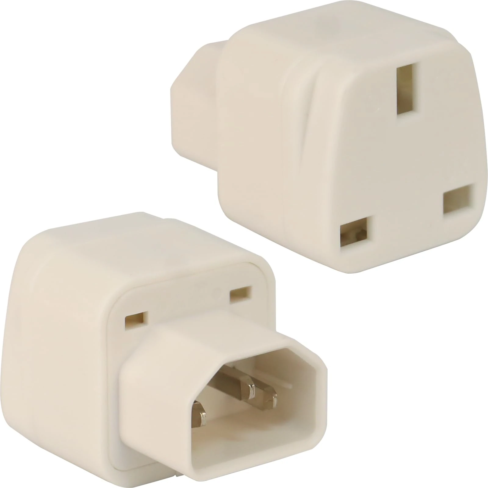 Wirafix C14 to UK Outlet Socket, 2 Pack, IEC 60320 Plug, IEC 320 C14 Male to UK, UK Adapter Plug, C13 Socket Conversion Adapter, White