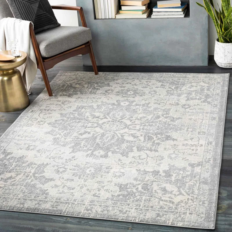 Livabliss Kubu Vintage - Area for Living Room 140x200 cm, Bedroom - Scandi Neutral, Traditional Patterned Boho Style, Natural Easy Care Pile - Large, Silver, Grey and Ivory