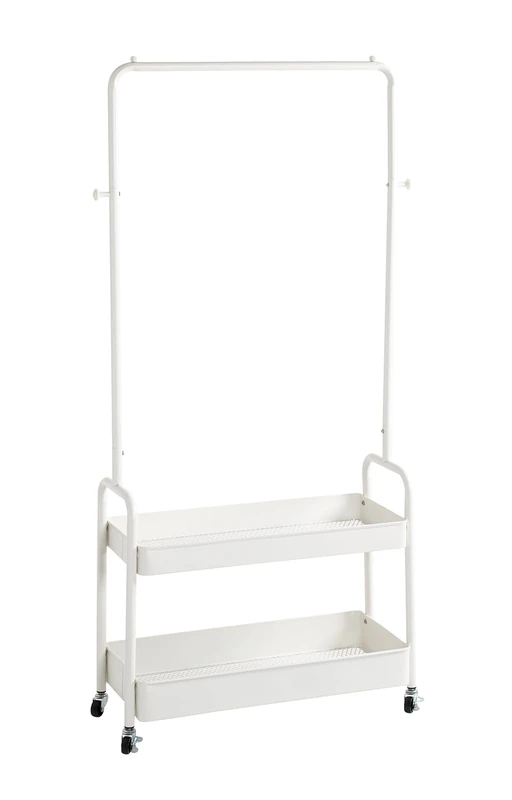 HAKU roller coat rack, white, metal, steel tube, dimensions: W 85 x H 155 x D 31 cm, style modern