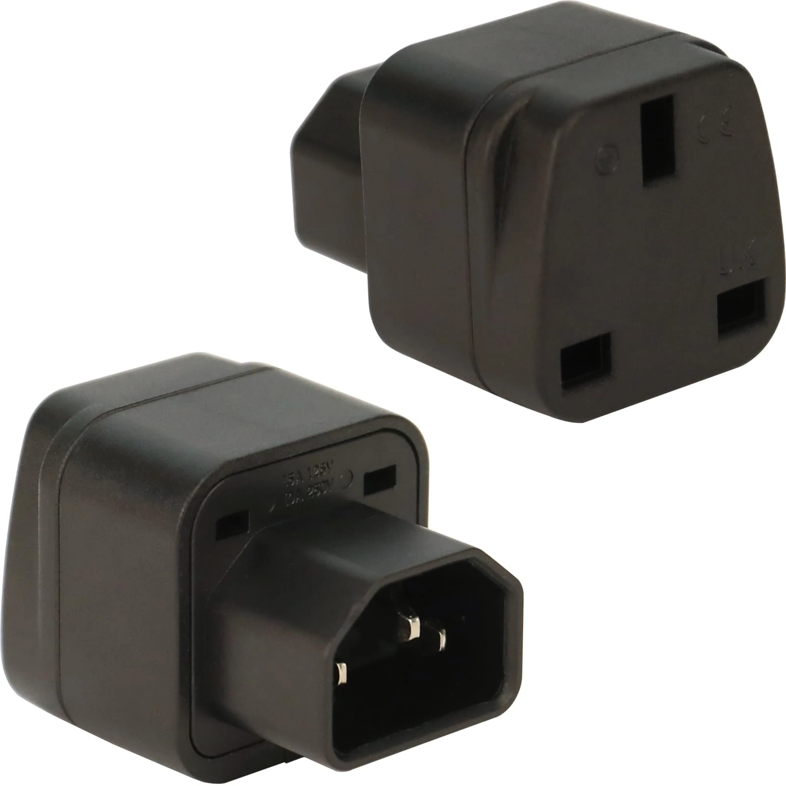 Wirafix C14 to UK Outlet Socket, 2 Pack, IEC 60320 Plug, IEC 320 C14 Male to UK, UK Adapter Plug, C13 Socket Conversion Adapter, Black