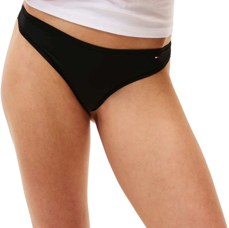 Tommy Hilfiger Women’s Thong with Logo, Black (Black), XL