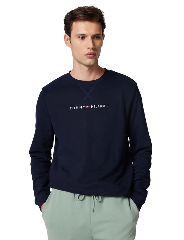 Tommy Hilfiger Men’s Round Neck Sweatshirt, Blue (Desert Sky), S