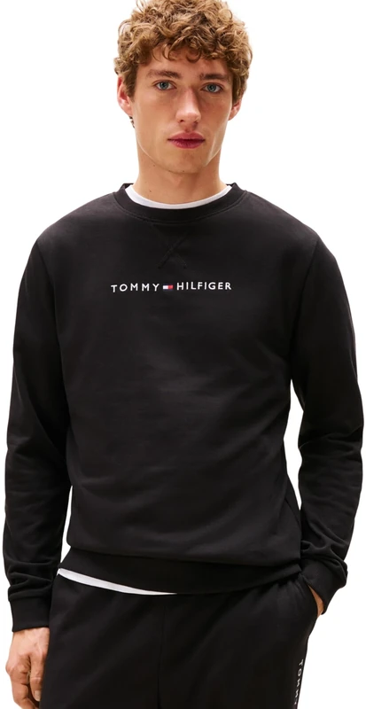 Tommy Hilfiger Men’s Round Neck Sweatshirt, Black (Black), XL