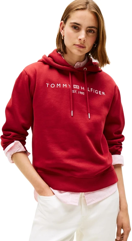 Tommy Hilfiger Women’s Hoodie with Logo, Red (Regatta Red), XS