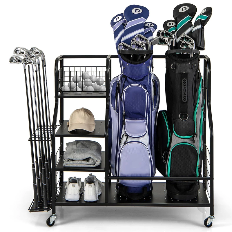 GYMAX Golf Storage Rack, Golf Bag Stand Storage Rack (110 x 41 x 97cm)