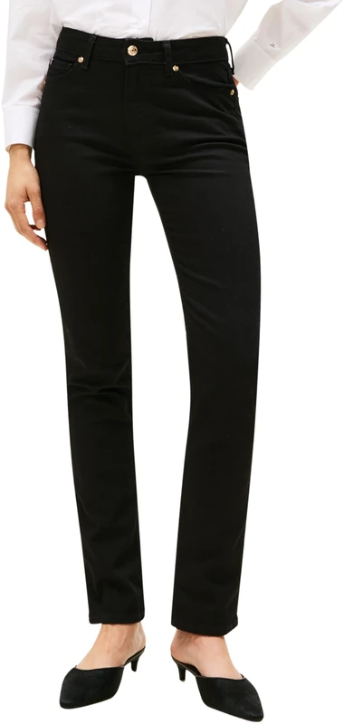 Tommy Hilfiger Women's Slim Mid Rise Jeans, Black (Black), 26W/34L