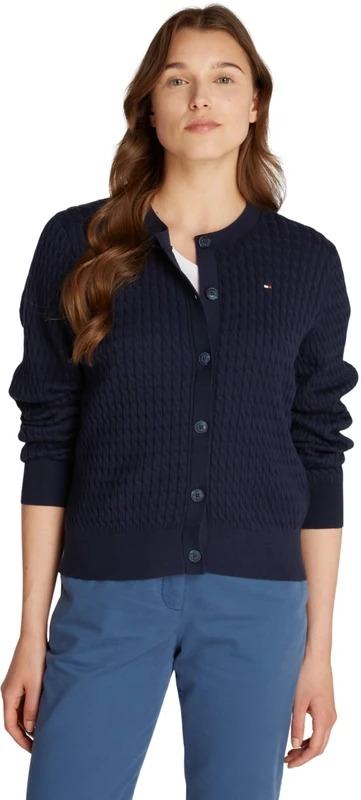 Tommy Hilfiger Women's Cable Knit Cardigan, Blue (Dark Night Navy), M