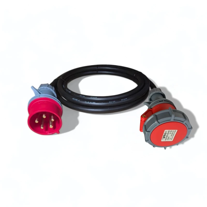 32A 5PIN 3 Phase Extension Lead Adaptor IP44-IP67 1 Metre + (1-25 Metres) HO7RN-F Cable 415v