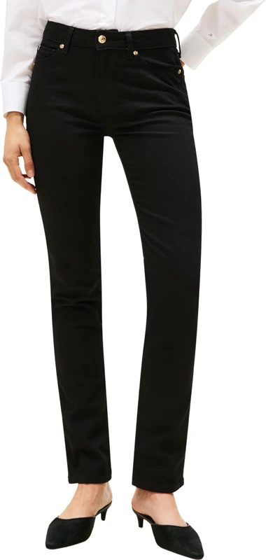 Tommy Hilfiger Women's Slim Mid Rise Jeans, Black (Black), 24W/28L