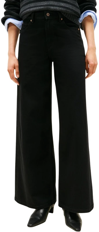 Tommy Hilfiger Women's Black 70s Wide Leg Jeans, Black (Black), 28W/30L