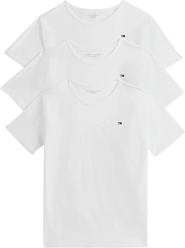 Tommy Hilfiger Men’s 3 Pack Short Sleeve Slim Fit T-Shirts, White (White/White/White), XS