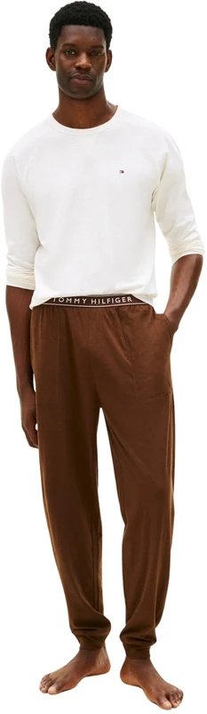 Tommy Hilfiger Men’s Cuffed Jersey Pyjama Set, Brown (Legacy Brown), XXL