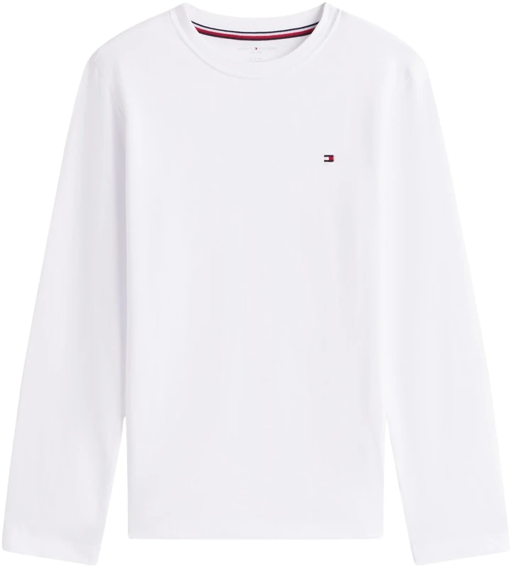 Tommy Hilfiger Boys’ Long Sleeve Cuffed Print Pyjama Set, Multicolor (White/Des Sky Flag AOP), 12-14 Years