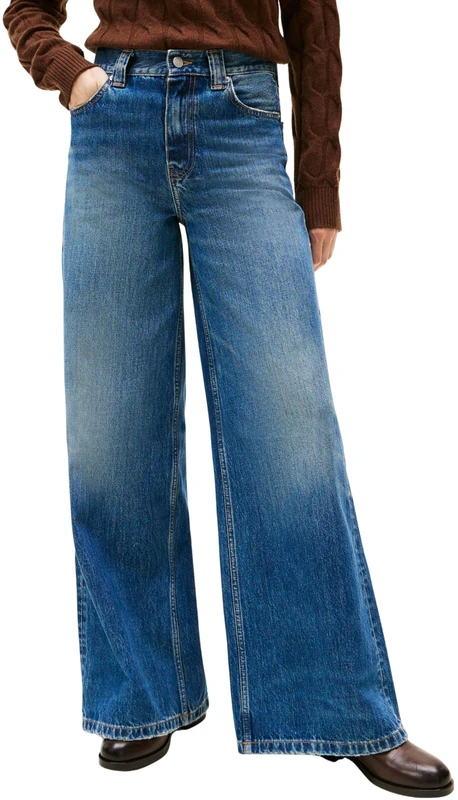 Tommy Hilfiger Women's Kris 70s Wide Leg Jeans, Blue (Kris), 34W/26L