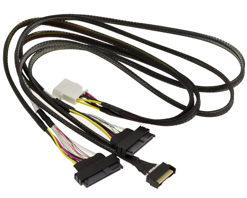KALEA-INFORMATIQUE PCIe 5.0 Cable Cord with MCIO 8i 74 Pin Connectors to 2x SFF-8639 68 Pin U2 U3 Length 80 cm