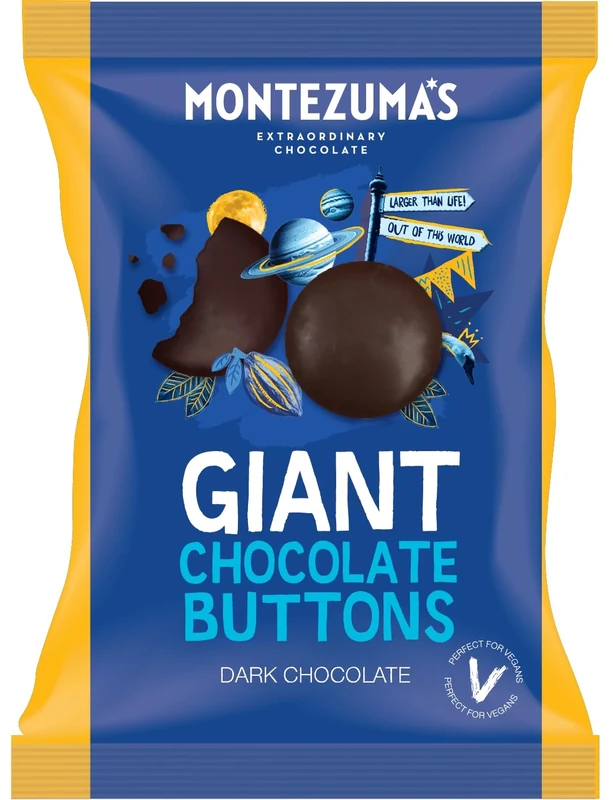 Montezuma's Giant Dark Chocolate Buttons, Gluten Free and Naturally Vegan, 120g Bag