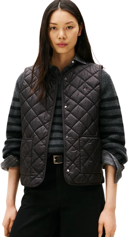 Tommy Hilfiger Women’s Quilted Gilet, Black (Black), L