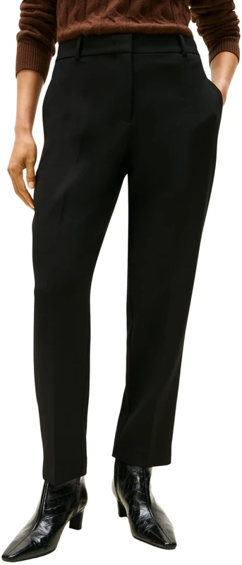 Tommy Hilfiger Women’s Punto Slim Straight Fit Trousers, Black (Black), 4