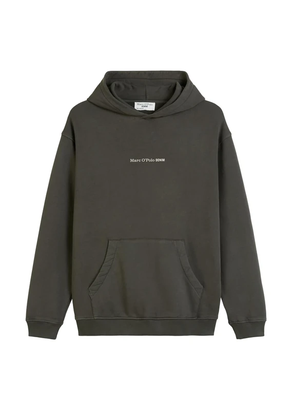 Marc OߴPolo Denim Men's Organic Cotton Hoodie with Logo Print, Black (Black), L