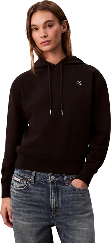 Calvin Klein Jeans Women's LS ARCHIVE TERRY PO HOOD LV047C224G Sweatshirts, Black (Black), 2XS