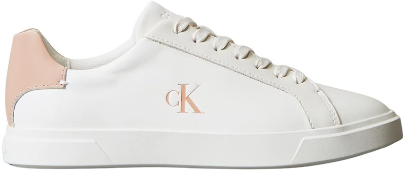 Calvin Klein Women’s Low Pro Leather Cupsole Trainers, White (Lily White/Tuscany), 8